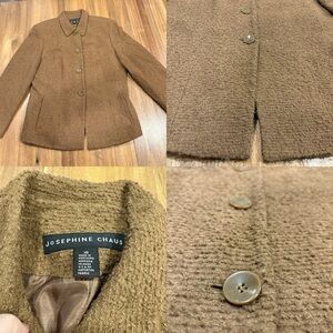 Josephine Chaus Camel Textured Bouclé Blazer Women’s Size 10 Classic Button Jack